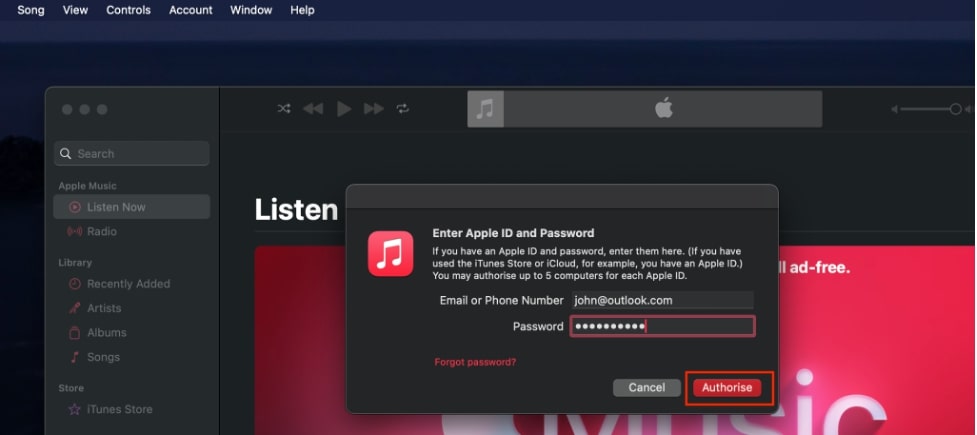 how to authorize MacBook for Apple TV